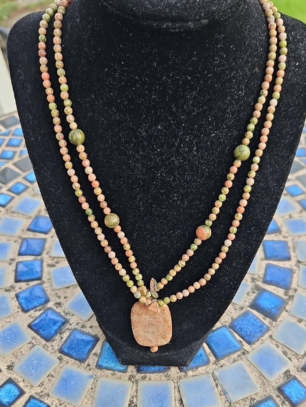 Brown Green Stone Necklace